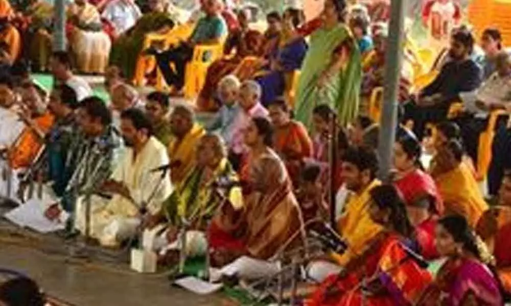 Thyagarajaswamy Pancharatna Brindaganam organised in Vijayawada