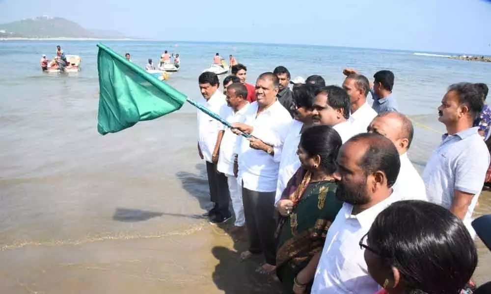 Minister flags off boat services at Rushikonda beach