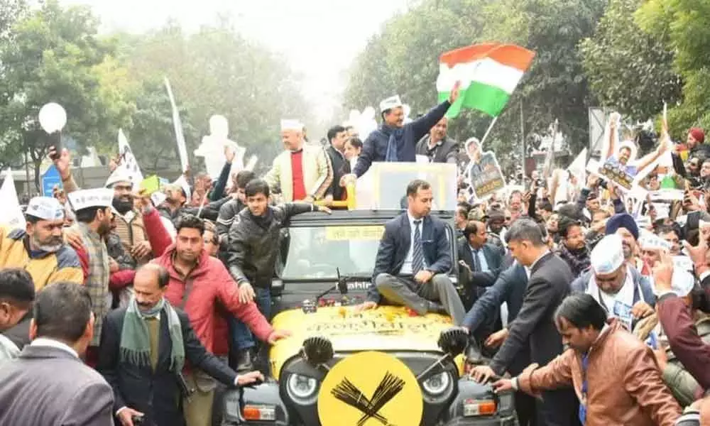 Delhi Assembly Polls: Kejriwal Stages Mega Road Show Before Filing Nomination