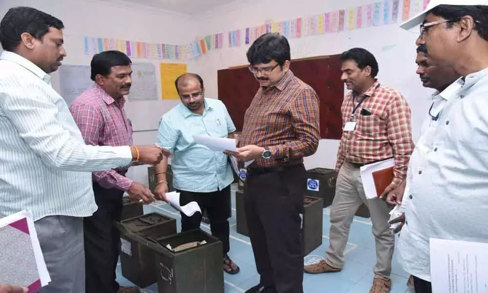 District Collector M Hanumanth Rao inspects polling centre, counting hall