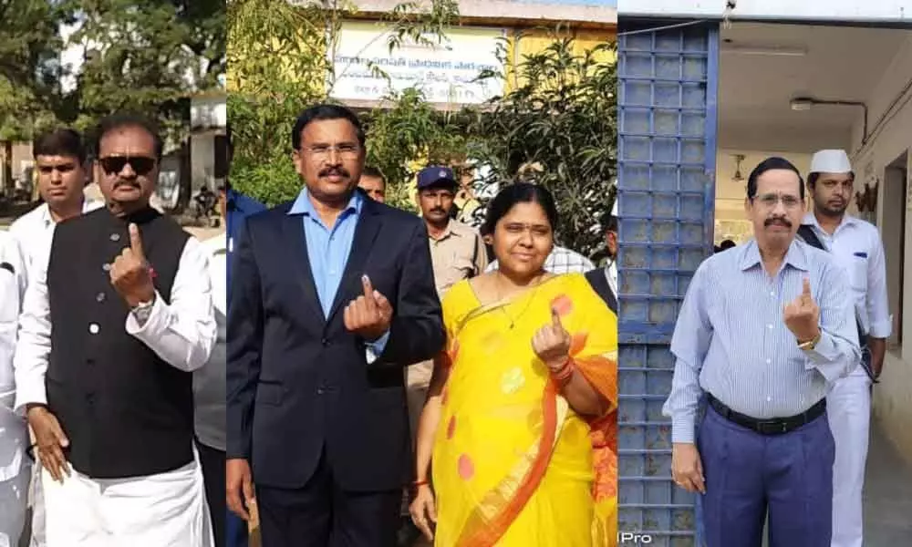 Nizamabad: VIPs cast votes along with commoners