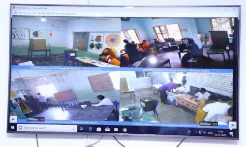 Khammam Collector RV Karnan observes polling through web casting