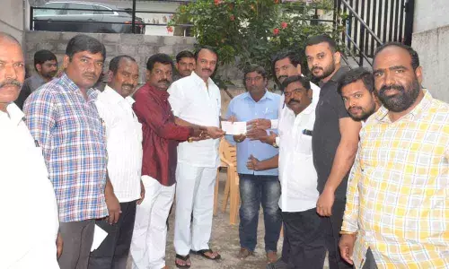 CMRF cheque handed over in Hayath Nagar