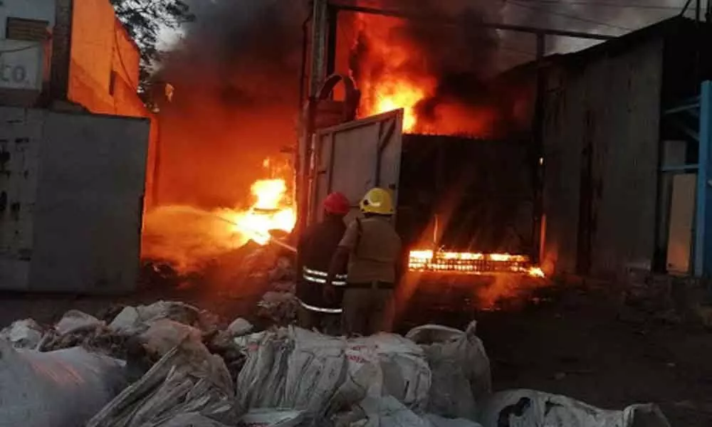 Fire breaks out at tyre godown in Hyderabad