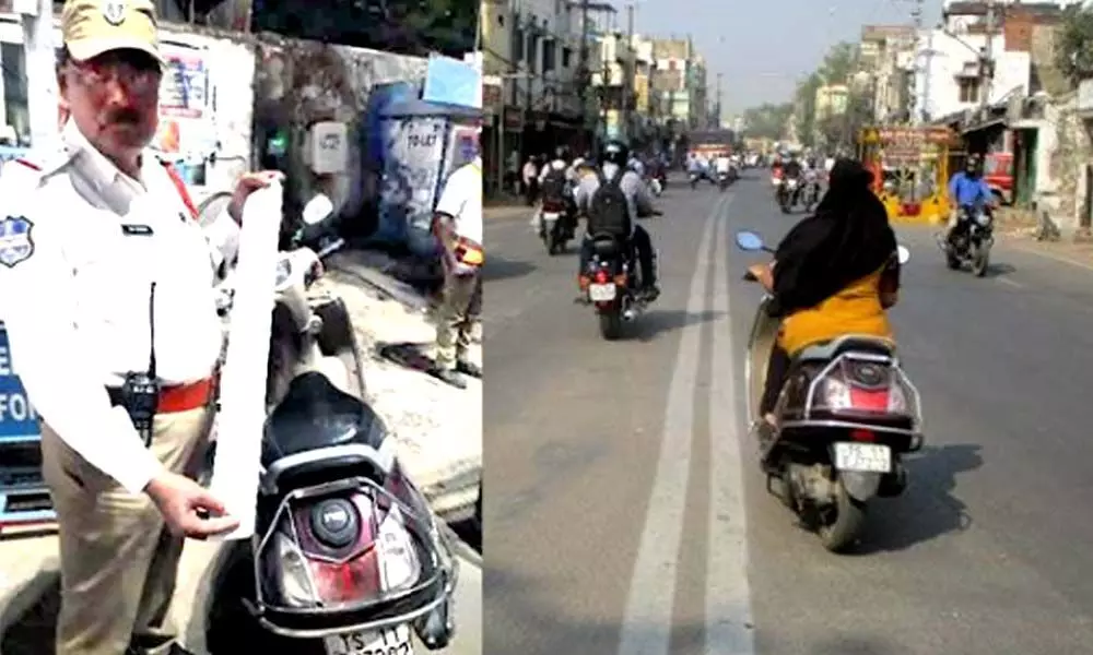 Vehicle with 72 traffic challans caught by police in Hyderabad