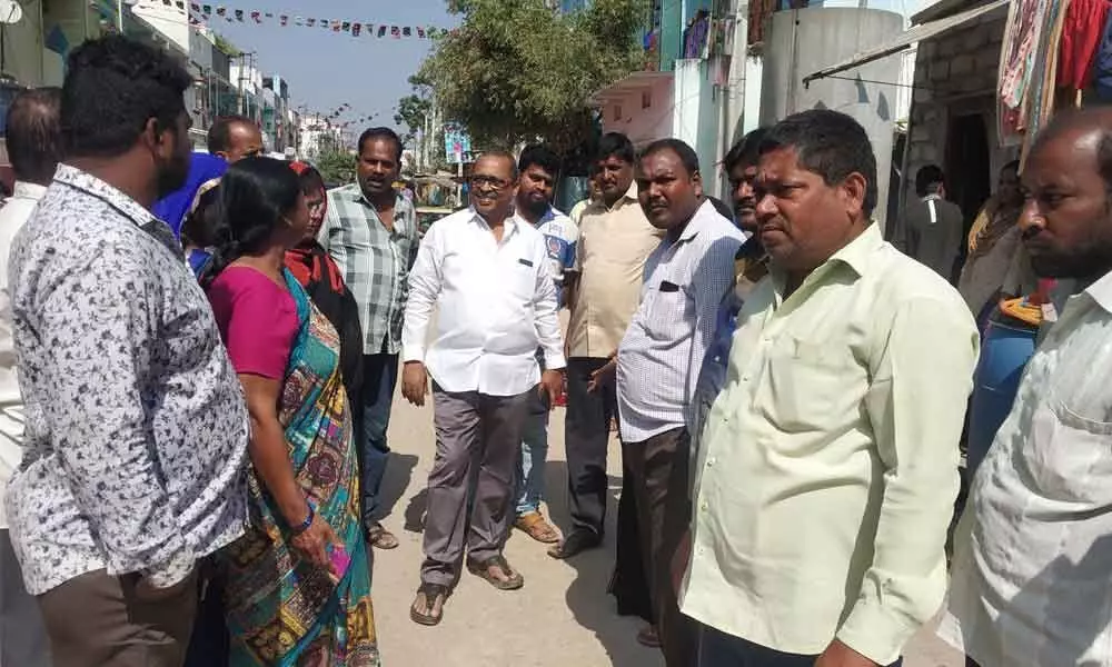 Hyderabad: Corporator Mandadi Srinivas Rao inspects GHMC park works in Kukatpally