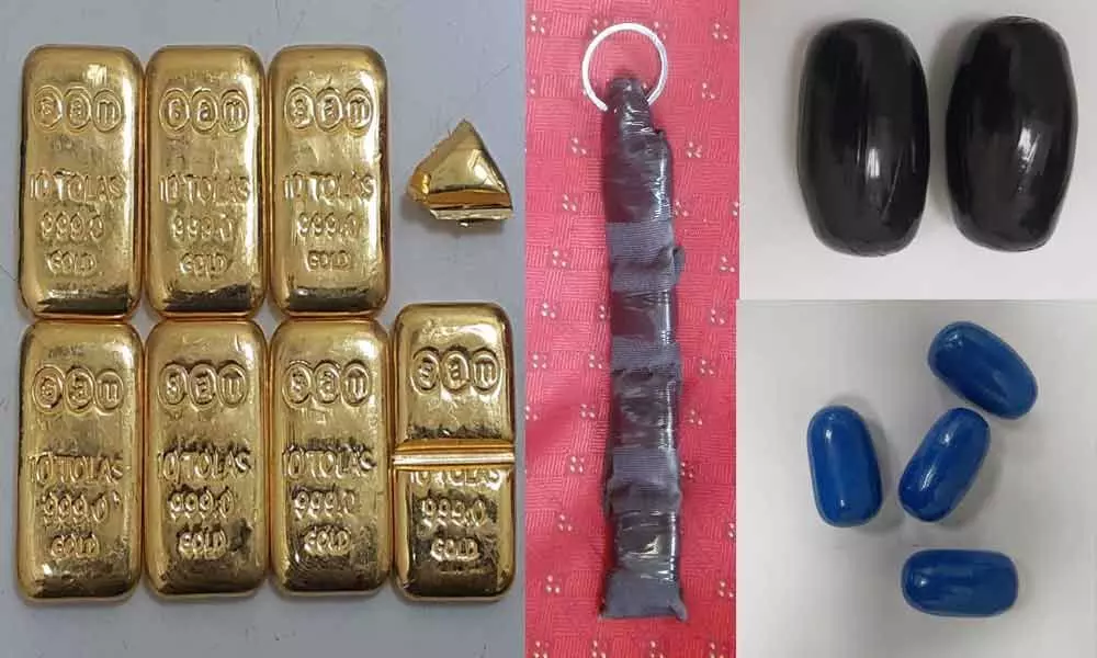 DRI sleuths held 4, recover Rs 1.66 Crore worth smuggled gold at RGIA
