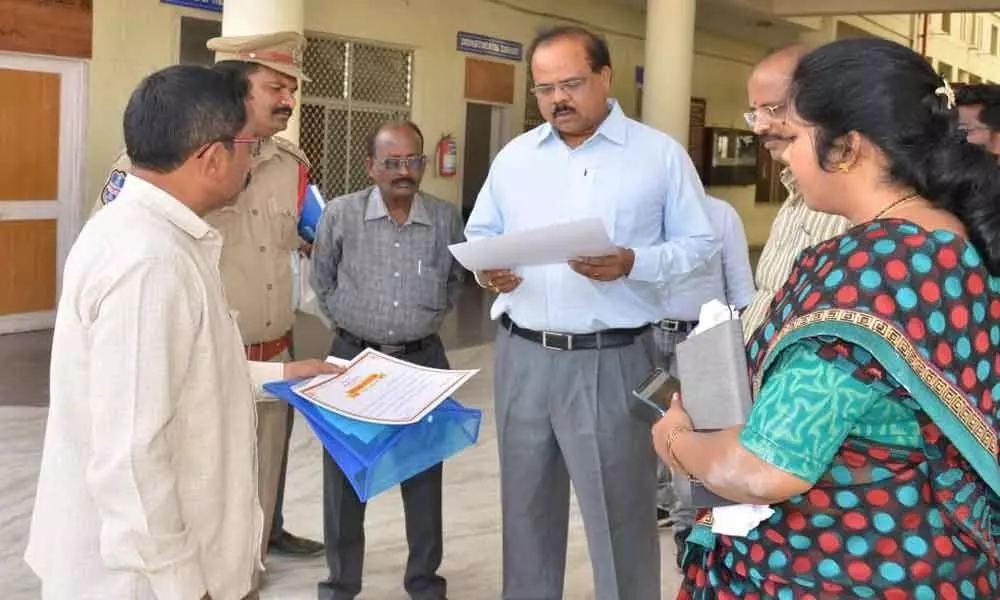 Suryapet Joint Collector Sanjeeva Reddy inspects counting centres