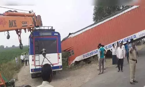 RTC bus and container collided in Guntur district