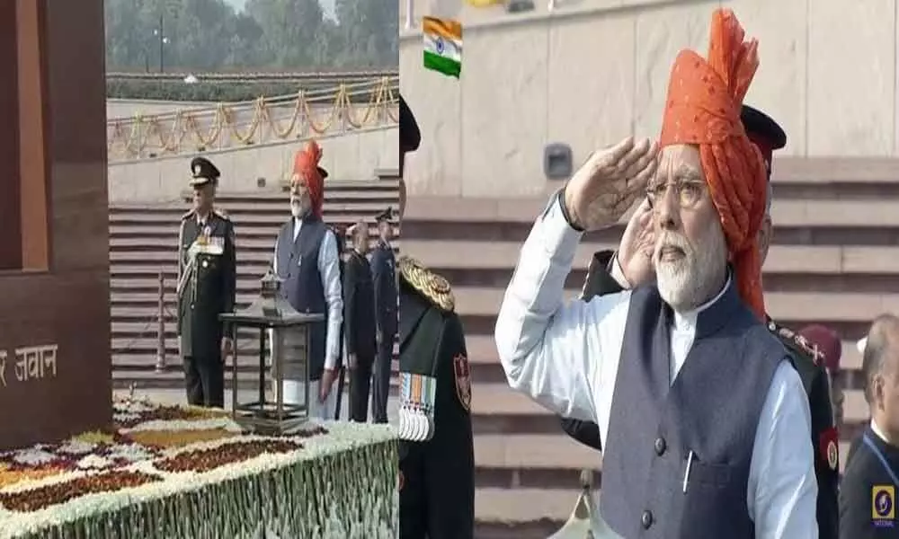 PM Modi pays homage to fallen soldiers at newly-built National War Memorial for the first time