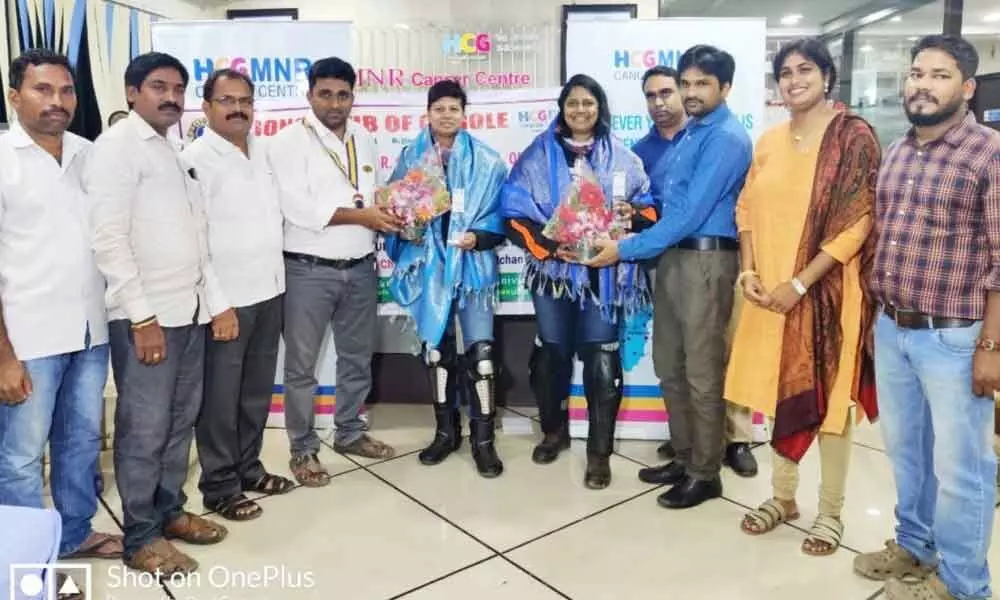 Ongole: Biker duo boosts the morale of cancer patients