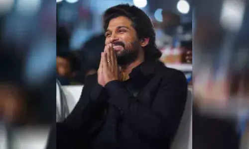 Allu Arjun donning  a top-notch black coloured jacket and trouser at ala vaikunthapuramuloo success meet