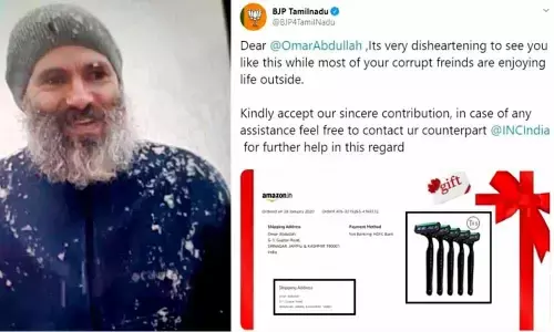 BJP TN Sends Razors to Omar Abdullah after Viral Bearded Pic on Twitter, then Deleted Tweet. Why?