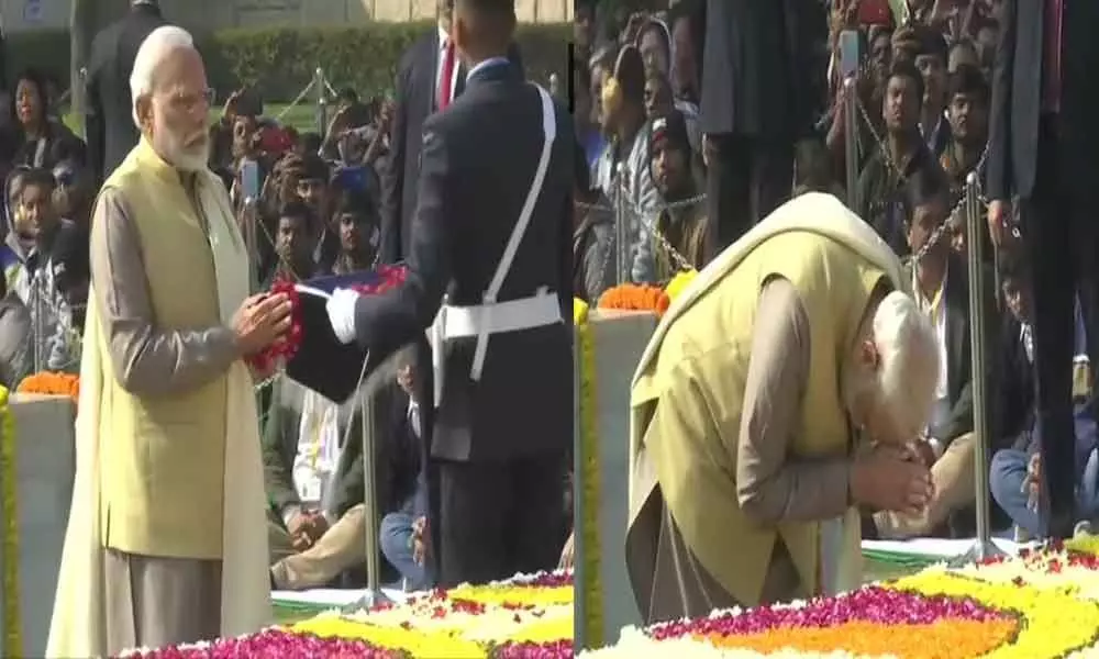 PM Modi pays tributes to Mahatma Gandhi on his death anniversary