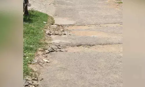 Temple road lying in bad condition in Alwal