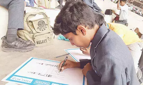 Draw A Dream 2020: Students from different schools mused and dreamed at Gachibowli Stadium on Thursday