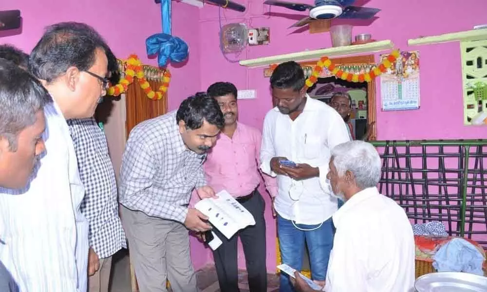Collector MV Seshagiri Babu participates in pension distribution in Nellore