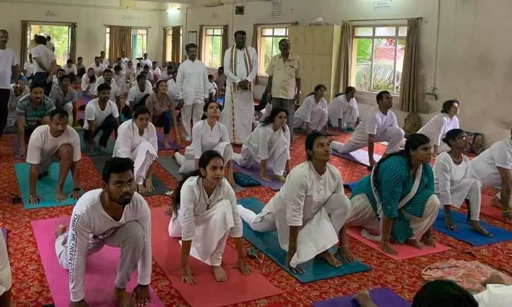 Visakhapatnam: 200 yoga practitioners take part in Surya Namaskaras in AU