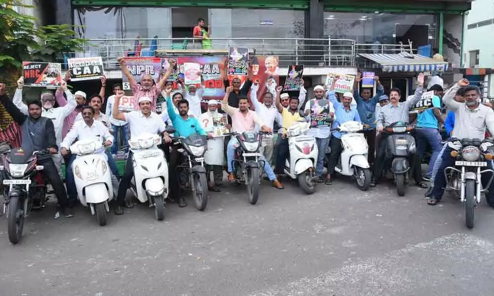 Rajamahendravaram: Motorbike rally taken out against CAA, NRC