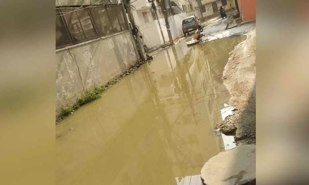 Gachibowli: Drain overflows in Indra Nagar
