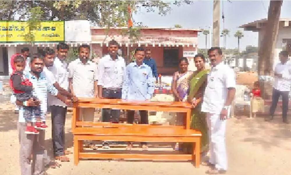 Edu Committee gifts benches to government school in Dubbaka