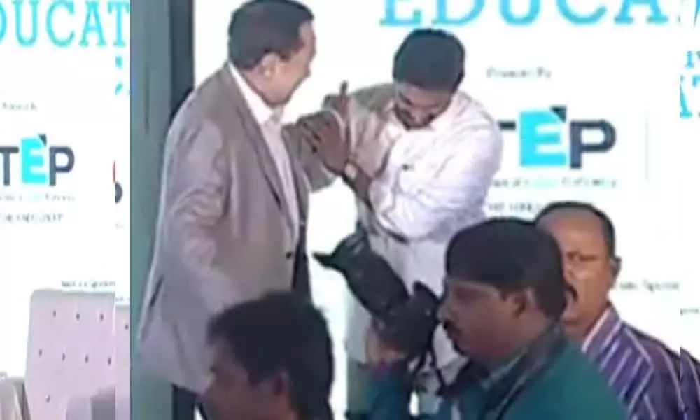 CM Jagan assists The Hindu Group chairman N Ram in wearing shoe