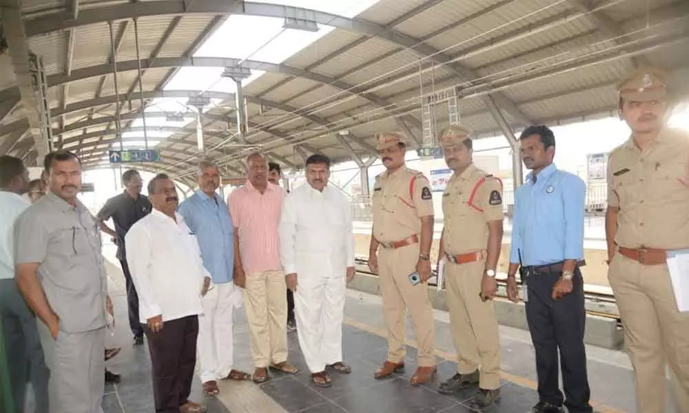 Hyderabad: MLA Muta Gopal inspects Chikkadpally Metro station