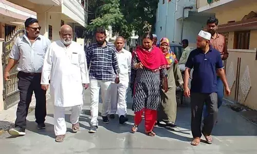 Hyderabad: Corporator Bobba Navatha Reddy inspects CC roads