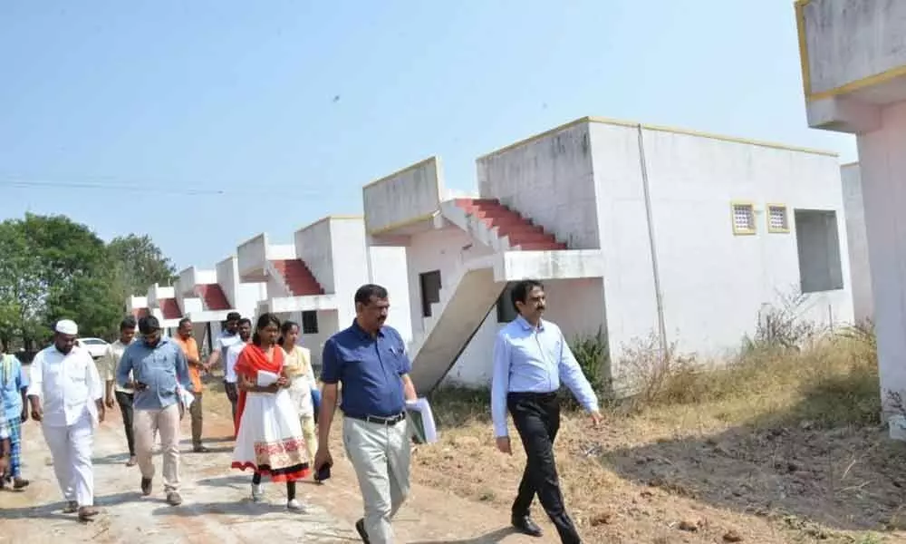 Collector Vasam Venkateshwarlu inspects 2-BHK house works