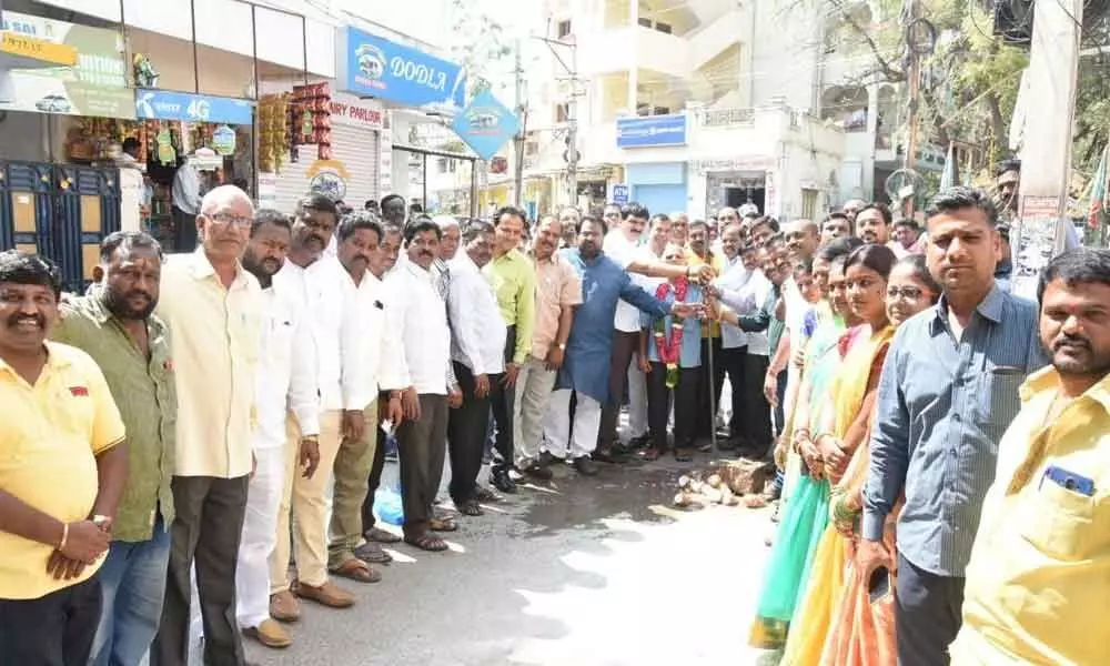 Hyderabad: MLA Mynampally Hanumanth Rao launches CC road works in Malkajgiri