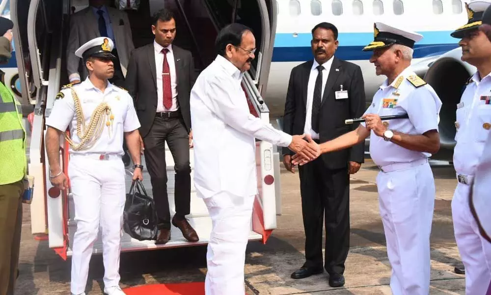 Vice-President M.Venkaiah Naidu arrives at INS Dega