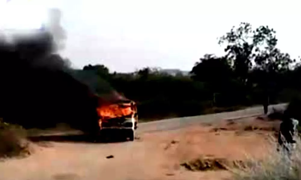 School bus catches fire in Narayanpet, no casualties