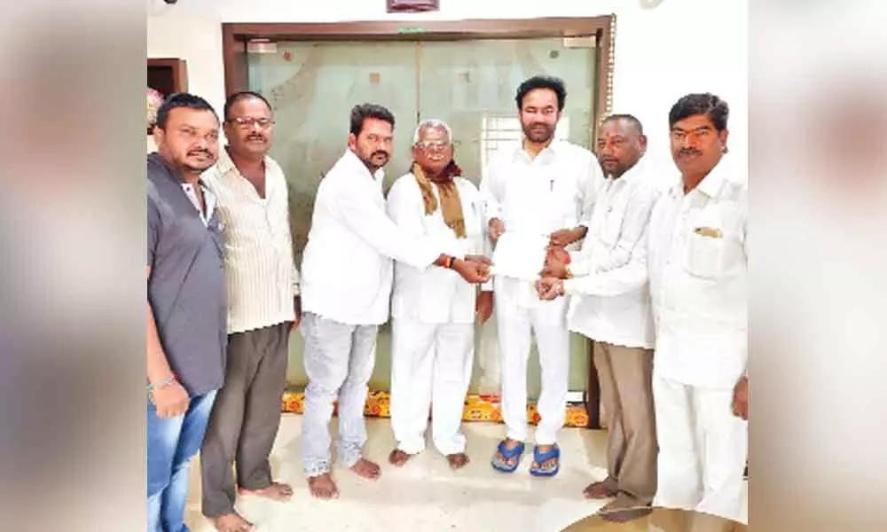 Hyderabad: Residents of Tarnaka submitted a memorandum to the Union Minister G Kishan Reddy seek basic amenities