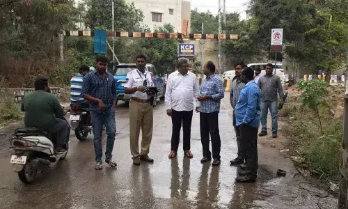 Hyderabad: Corporator Mandadi Srinivas Rao inspects underpass works in KPHB