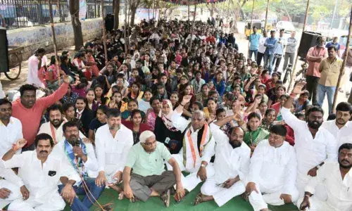 Hyderabad: Students stage a protest at Dharna Chowk