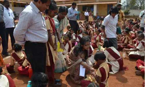 Hyderabad: Collector Pausumi Basu sensitises students on hygiene in Vikarabad