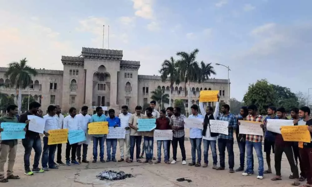 Hyderabad: Student leaders protest at Osmania University