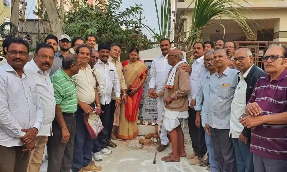 Hyderabad: MLA, corporator lay stone for road, footpath works in Chandanagar