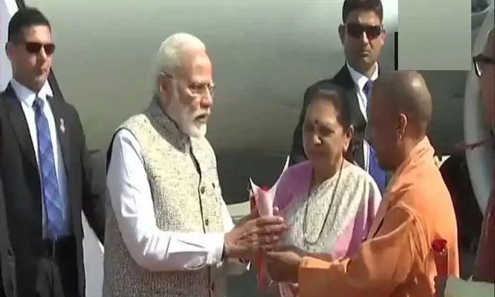 Prime Minister Narendra Modi arrives in Varanasi