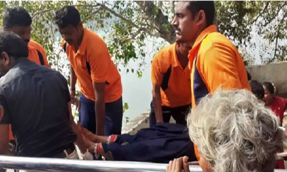 A newly married woman attempts suicide by jumping into Krishna river, saved by NDRF staff