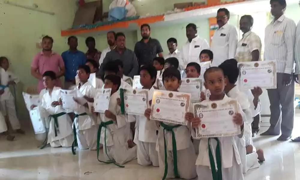 Mahbubnagar: 75 kids pass in karate belt tests