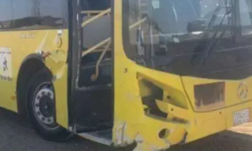 Close shave for students as college bus rams into crane in Warangal