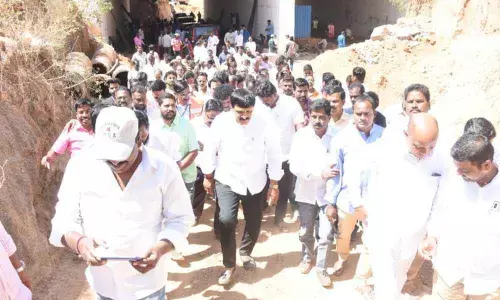 Hyderabad: Malkajgiri MLA Myampally Hanumanth Rao inspects RuB works
