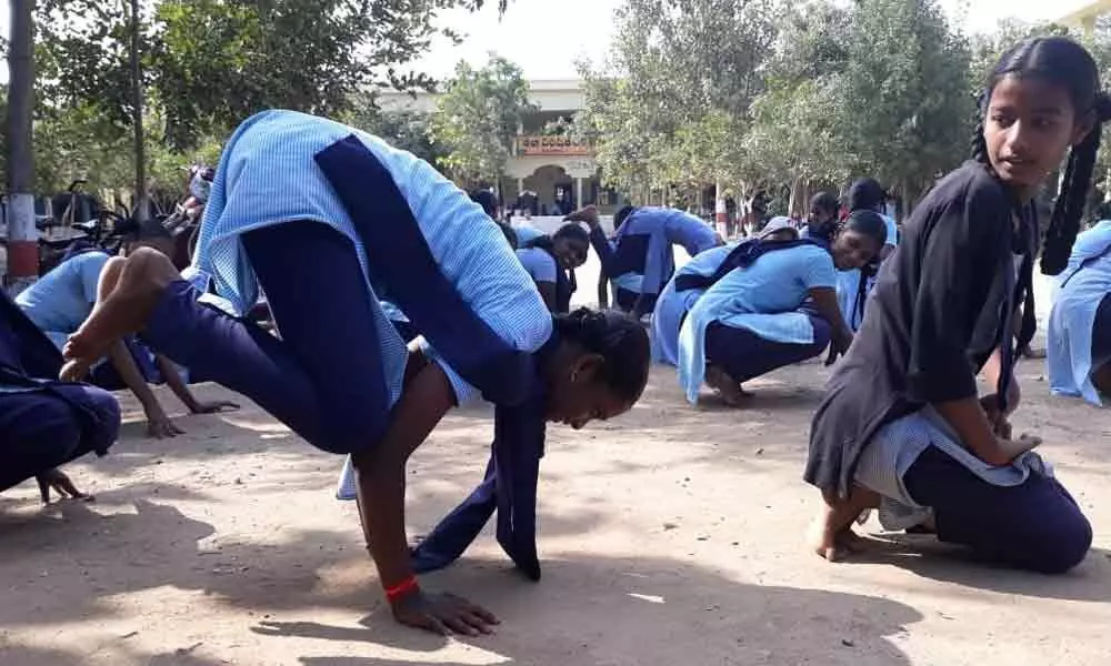 Girls game for martial arts in Telangana govt schools