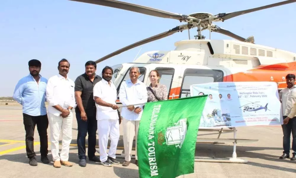 Helicopter services launched from Hyderabad to Vemulawada for Mahashivaratri