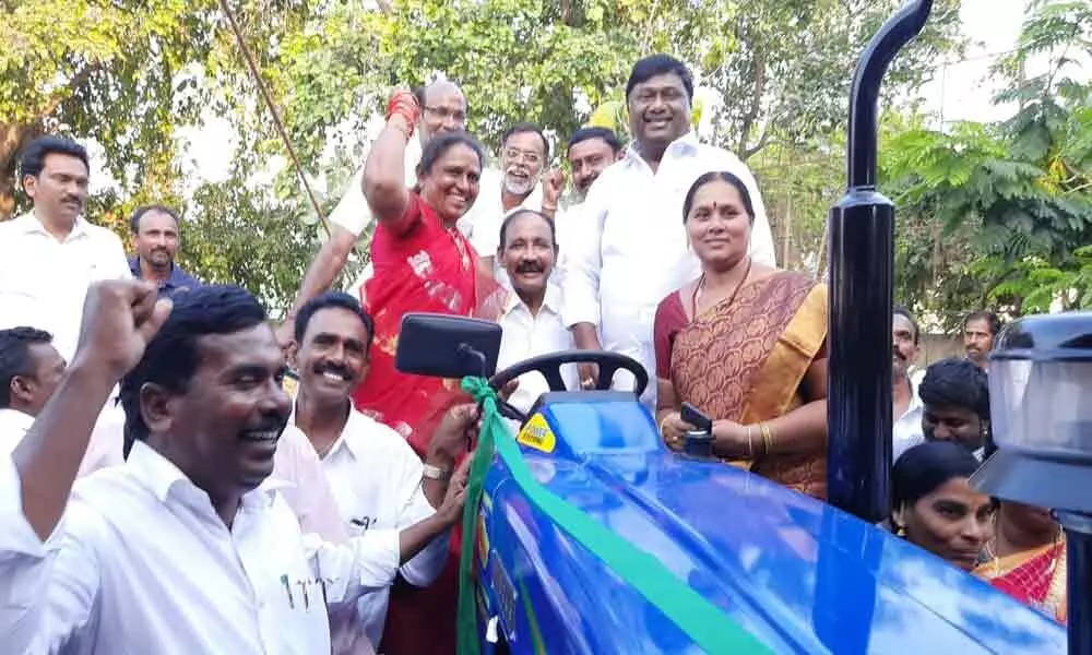 Tractors handed over to Tripuraram panchayats