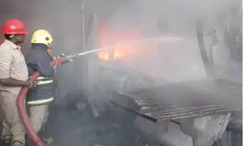Fire breaks out at mobile store in Hyderabad