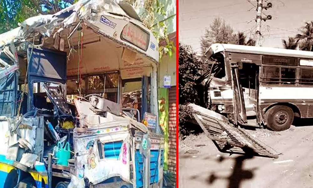 Two RTC buses collided in East Godavari district
