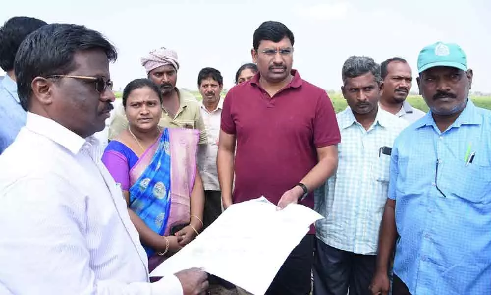 Collector I Samuel Anand Kumar inspects lands to be acquired