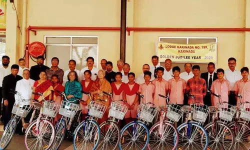 Kakinada: Bicycles distributed to Praja Vidyalayam students